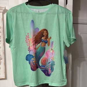 NWT Little Mermaid Ladies Graphic T-Shirt Crop style Green Size L